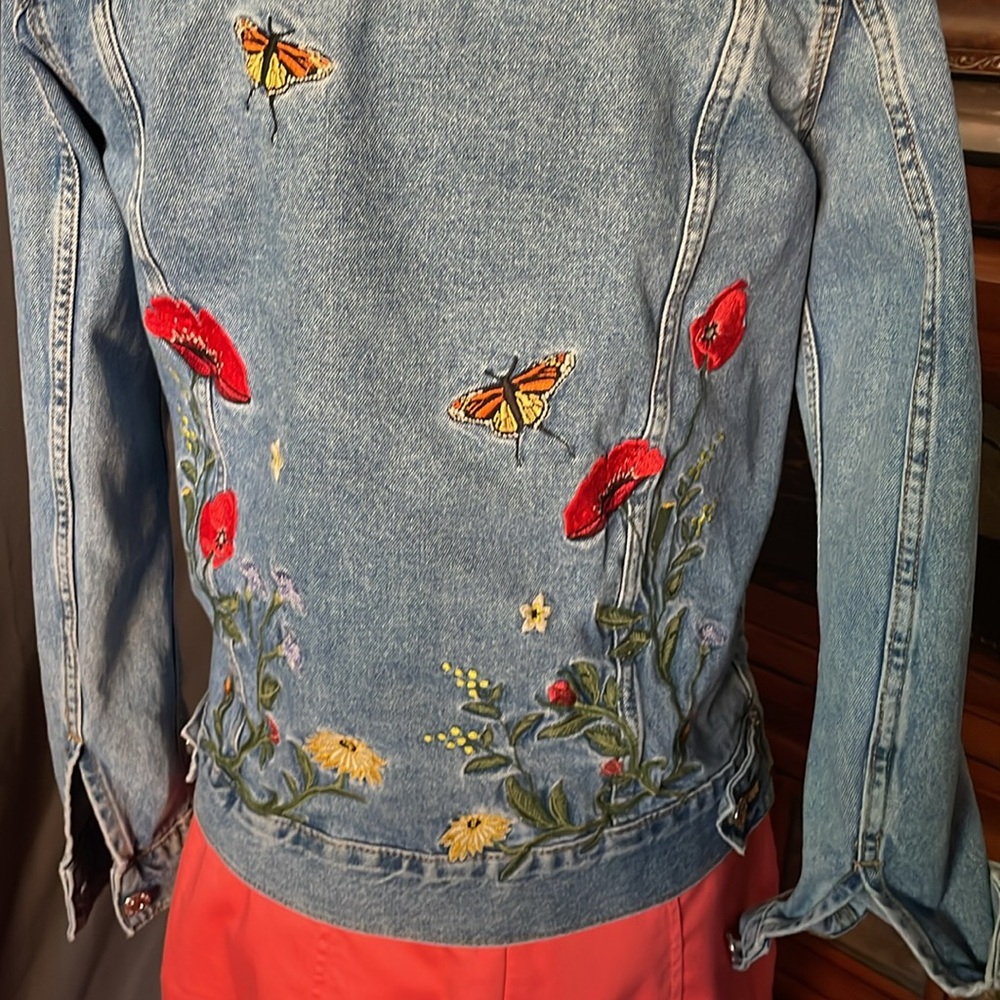 &DENIM “Liberté” Embroidered Floral Denim Jacket - Picture 14 of 14